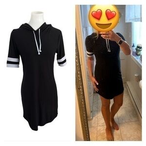 Ultra flirt varsity striped hooded dress